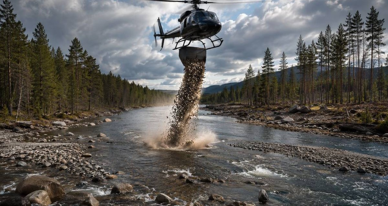 Helikopterle nehre 180 ton kum ve çakıl bırakıldı: İşte nedeni